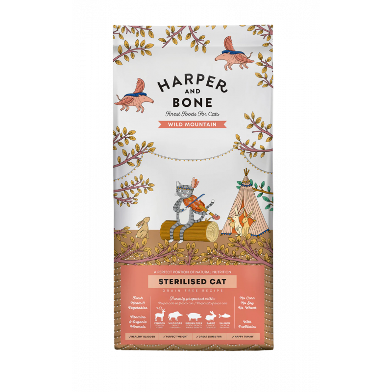 Piensi natural para gatos Harper And Bone sabor venado, jabalí, cerdo, conejo y salmón