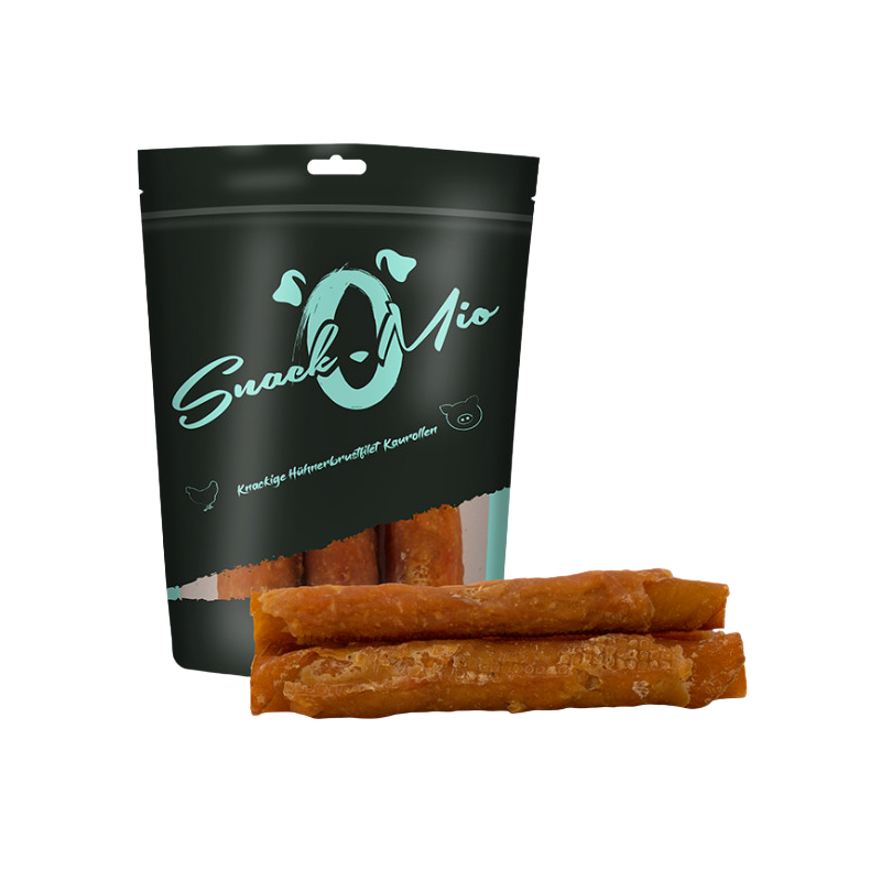 SnackOMio Snacks para perros Rollitos de filete de pechuga de pollo crujiente
