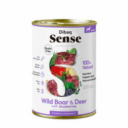 Dibaq Sense Lata Salvaje Comida húmeda natural para perros, sin cereales, con ciervo y jabalí.