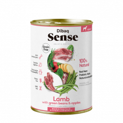 Dibaq Sense Lata Cordero Comida húmeda natural monoproteica para perros, sin cereales, con cordero.