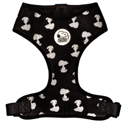 Arnés de perro Zoopets de diseño Snoopy en blanco y negro para paseos cómodos y seguros.