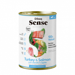 Comida húmeda para cachorros Dibaq Sense Salmón & Pavo, rico en omega 3