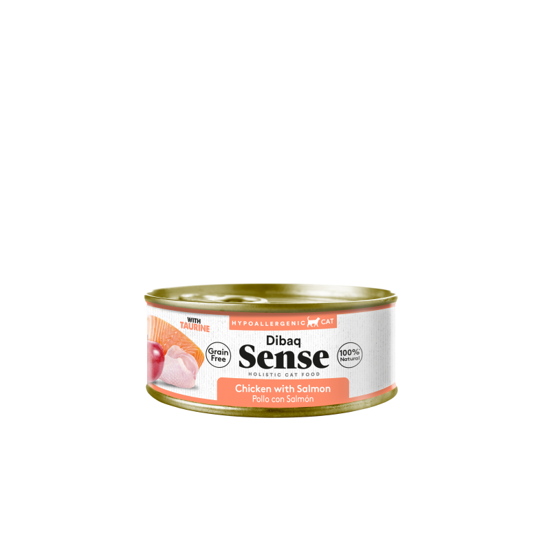 Dibaq Sense Cat Pollo & Salmón con Manzana 70G - Comida húmeda natural sin cereales para gatos, ideal para digestión saludable