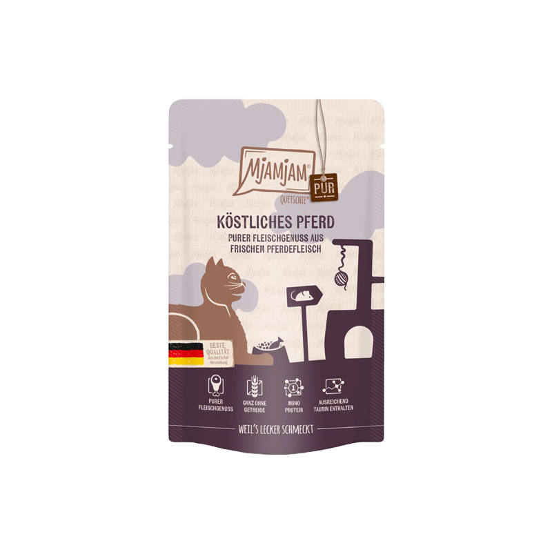 MjAMjAM Pura Carne de Delicioso Caballo 125gr. Alimento húmedo monoproteico para gatos