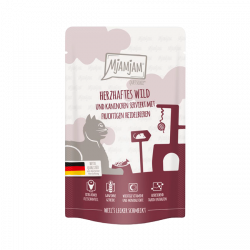 Comida húmeda para gatos MjAMjAM Venado y Conejo con Arándanos 125gr