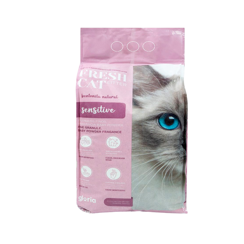 bolsa de arena para gato Gloria de bentonita sensitive, aglomerante y sin polvo