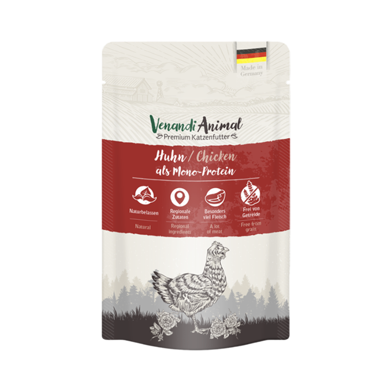 comida húmeda para gatos Venandi Animal, pollo, monoproteica, sin cereales