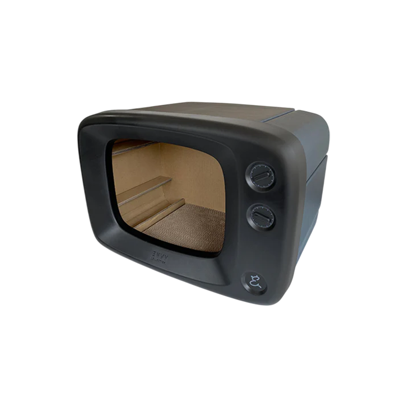 Divertido rascador en forma de TV para que los gatos afilen sus uñas, marca Camon.