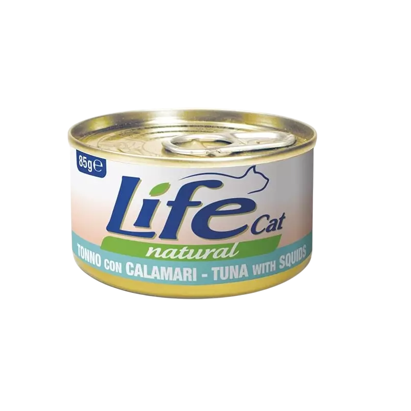comida húmeda para gatos Life Natural, atún con calamar
