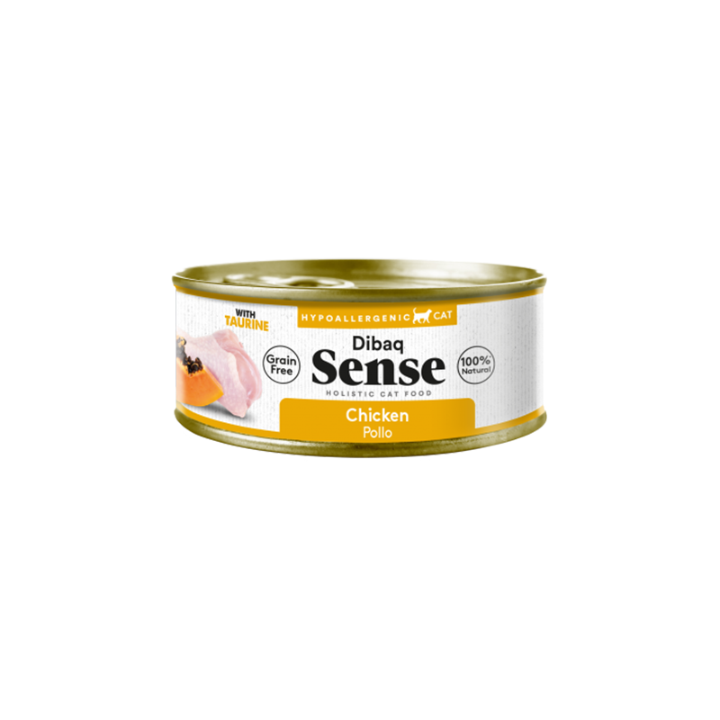 Dibaq Sense Cat Pollo con Papaya 70G - Comida húmeda natural sin cereales para gatos