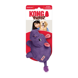 Kong Peluche Hipopótamo Phatz Medium para perros medianos, juguete resistente y suave con sonido chirriador