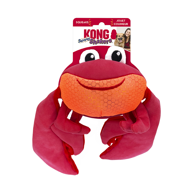 Juguete Kong Peluche Shakers Shimmy Crab para perros, con pinzas flexibles y sonido crujiente para perros activos