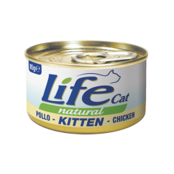 Lata de Life Natural para gatitos, sabor pollo, de 85 gramos.