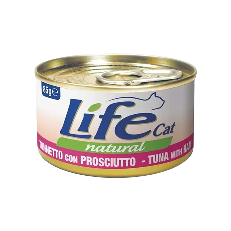 Life Natural comida húmeda para gatos Atún con Jamón 85 g, rica en proteínas y sin aditivos