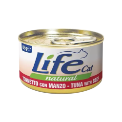 Life Natural comida húmeda para gatos Atún y Ternera 85 g, rica en proteínas y sin conservantes