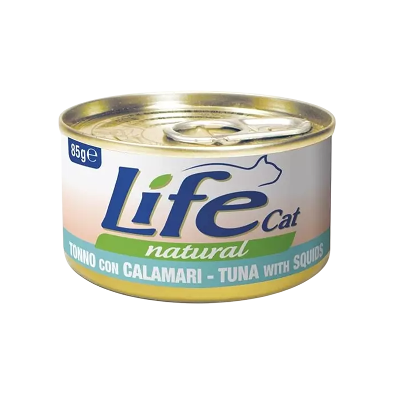 comida húmeda para gatos Life Natural, atún con calamar