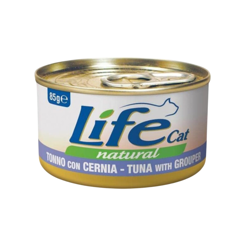 comida húmeda para gatos Life Natural, atún con mero de alta calidad