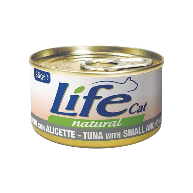 Lata de comida húmeda para gatos Life Natural de atún con anchoas 85g