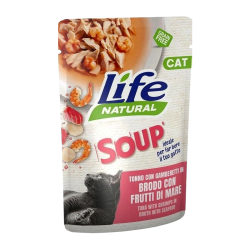 Life Natural sopa de atún con camarones 60gr, alimento complementario para gatos