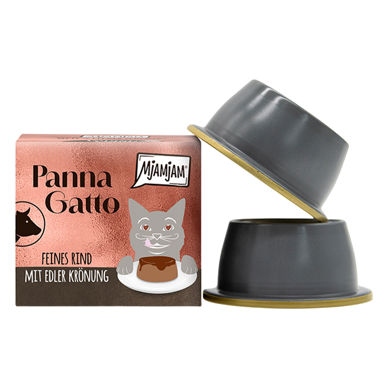 MjAMjAM Panna Gatto de Ternera, comida húmeda para gatos gourmet, paté monoproteico sin cereales, envase de 2 x 80g