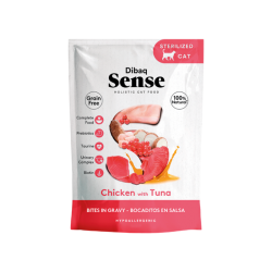 Dibaq Sense Cat Bites Pollo con Atún lata 100gr, comida húmeda para gatos natural, sin cereales