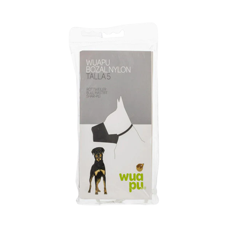 Bozal de nylon Wuapu para perros, ideal para uso puntual en paseos, visitas al veterinario o adiestramiento.