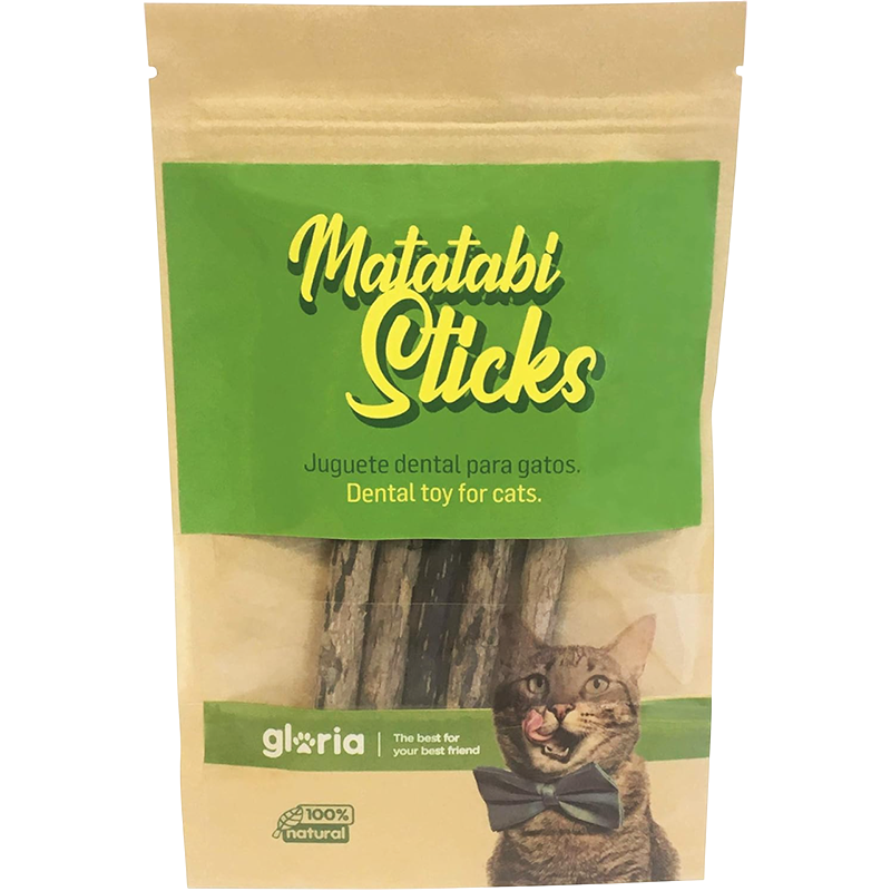Sticks de Matatabi Gloria para gatos Juguete dental natural 5 unidades Reduce sarro y mal aliento