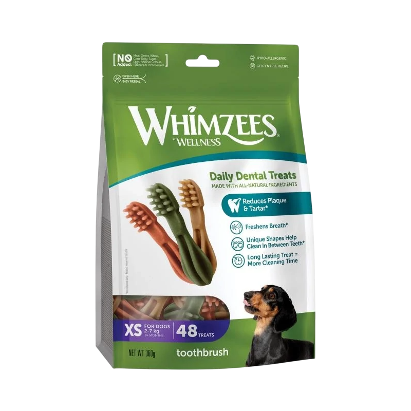 Whimzees Snack Dental Toothbrush XS 48 unidades perros pequeños natural