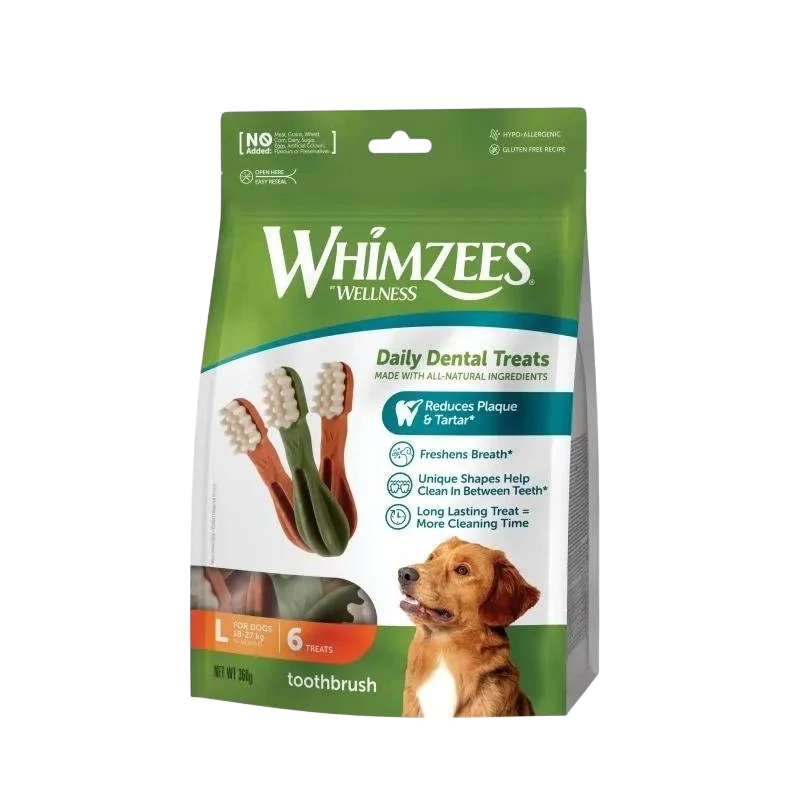 Whimzees Brushzees L para perros grandes cuidado dental diario
