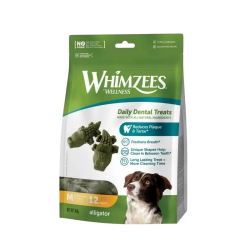 Whimzees Alligator M 12 Piezas snack dental sin cereales para perro mediano