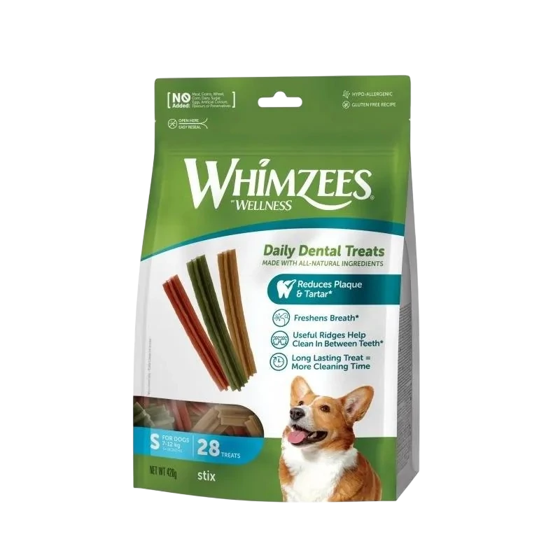 Whimzees Stix S 28 piezas snack dental para perro pequeño sin cereales