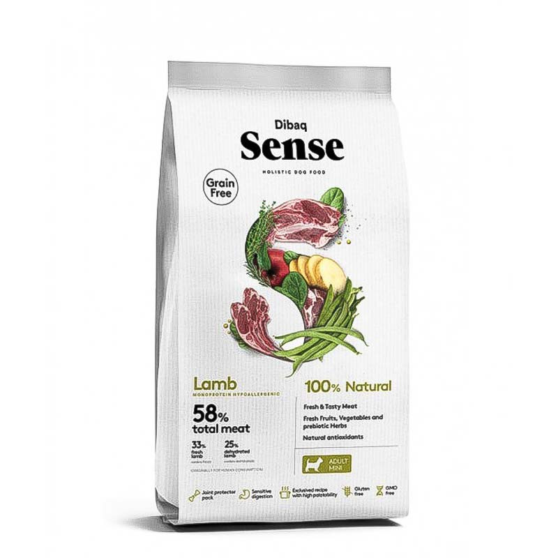 Dibaq Sense Grain Free Cordero Mini, pienso para perros sin cereales para perros pequeños