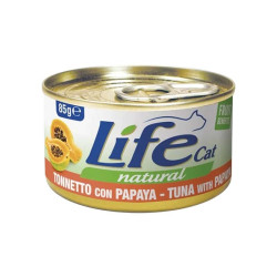 Life Natural comuda húmeda para gatos atún con papaya, combinación exótica y nutritiva, rica en proteínas y antioxidantes.