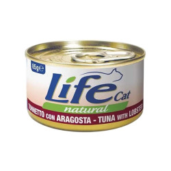 Life Natural comida húmeda para gatos, atún con langosta, omega-3, ideal para una dieta saludable y equilibrada.