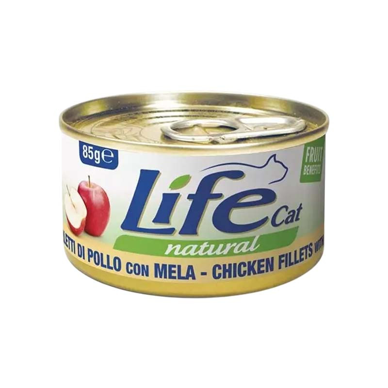 Life Natural comida húmeda para gatos de Filetes de Atún con Manzana de 85gr para gatos.