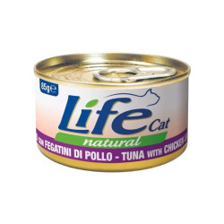 Life Natural comida húmeda para gatos Atún con Hígados de Pollo 85 g, alta en proteínas y sin aditivos artificiales