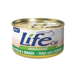 Life Natural comida húmeda para gatos Atún con Pollo y Carne 85 g, rica en proteínas y omega 3, sin conservantes