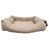 Cama de diseño Quibropets tipo cuna con estampado espiga beige, suave para el descanso de perros y gatos