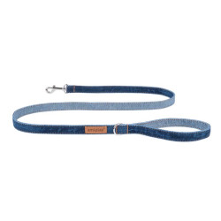 Correa Amiplay Denim vaquera azul oscuro para perros, fabricada en algodón 100% suave y resistente.