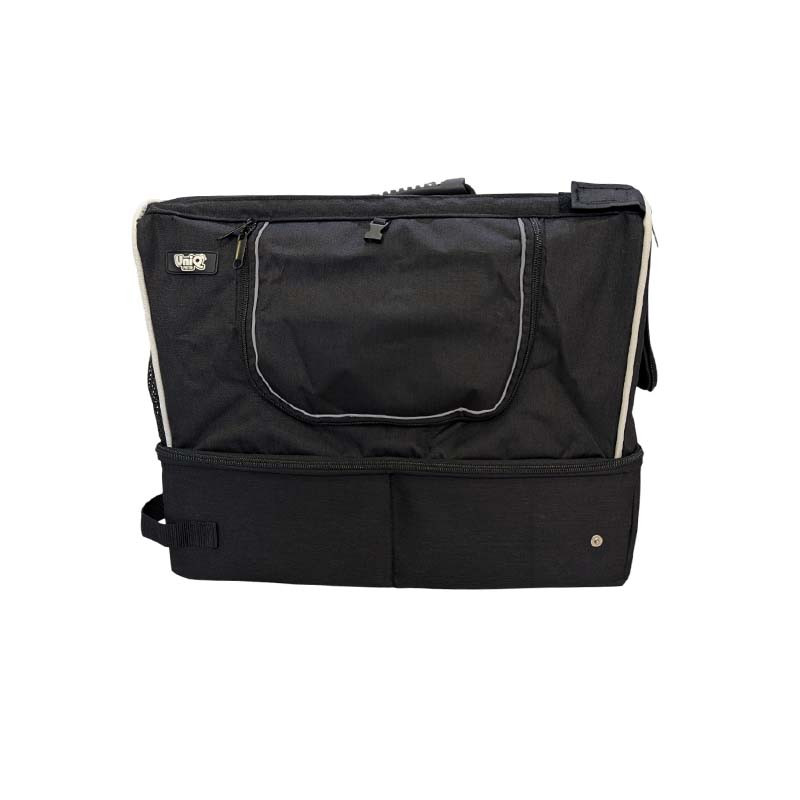 Transportín Quibropets plegable negro 43x33x35 cm para perro gato, bolso de viaje ventilado y ligero.