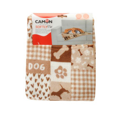 Manta súper suave Camon 60x90 cm de poliéster para perro o gato, ideal como protector de sofá y cama para un descanso cálido.