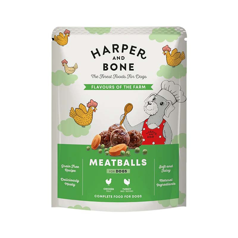 Albóndigas Harper and Bone para perros Comida Humeda de alta calidad con pollo y pavo