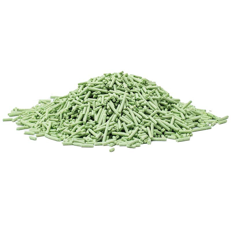 Textura natural del lecho vegetal de tofu TofuSan — arena vegetal biodegradable para gatos