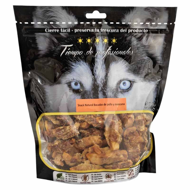 Bocaditos de pollo con manzana para perros Tiempo de Profesionales – snack natural