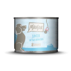 mjamjam junior pollo con huevo lata comida húmeda para cachorros