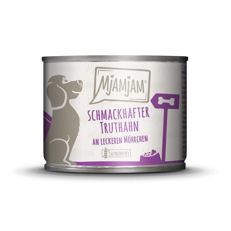 MjAMjAM Latan Pavo con Zanahorias comida húmeda natural para perros