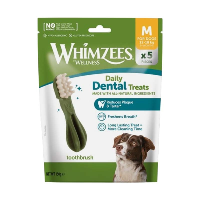 Whimzees Toothbrush M 5 piezas snack dental natural para perros medianos