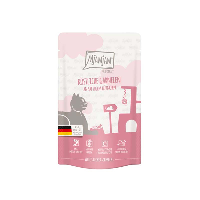 MjAMjAM Pollo con Gambas 125 g comida húmeda natural para gatos