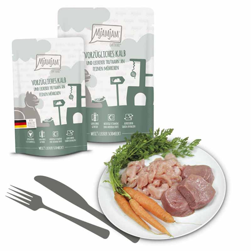 MjAMjAM ingredientes ternera pavo y zanahorias  comida natural para gatos