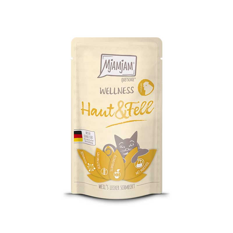 MjAMjAM Wellness Piel y Pelo Pollo 125 g para gatos – Envase del producto